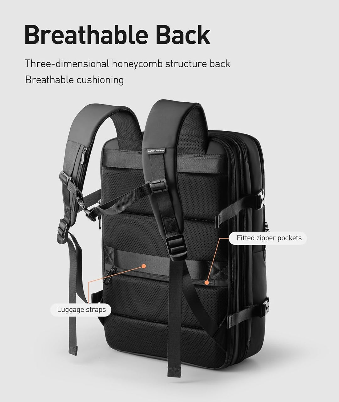 MARK RYDEN Business Rucksack Erweiterbar 20L-35L Hydrophobes Gewebe zum Mitnehmen Laptop für 17,5-Zo