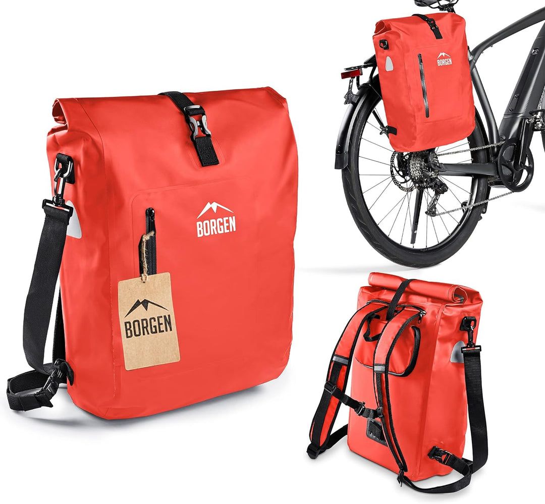 Borgen 3in1 Fahrradtasche für Gepäckträger wasserdicht - Verstärkte Träger (Neuerung 2023) - Verwend