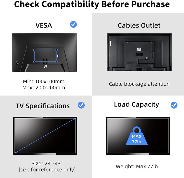suptek TV Deckenhalterung, TV Halterung Decke für die meisten 23-43 Zoll Fernseher, Schwenkbar und N