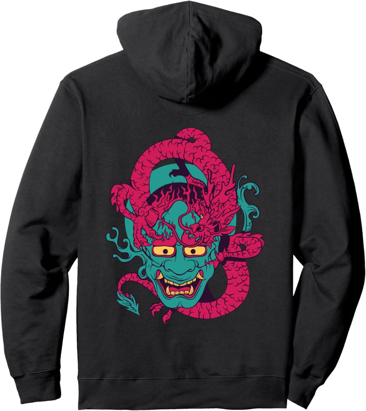 Demon Oni and Dragon Devil japanisch vaporwave harajuku Pullover Hoodie