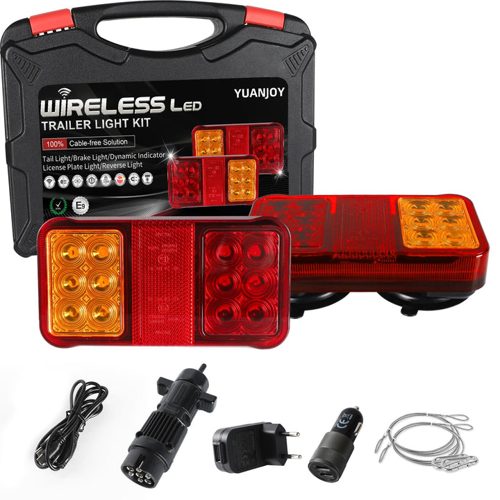 LED Anhänger Rückleuchter Set, 12/24V Magnetische drahtlose LED Wasserdichte Rückleuchten, Anhänger