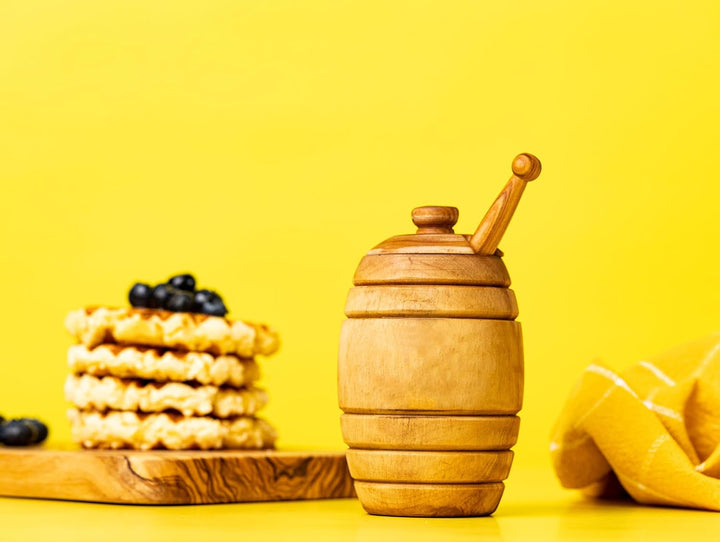 SOLTAKO Olivenholz Honigtopf/Honigbehälter Honey