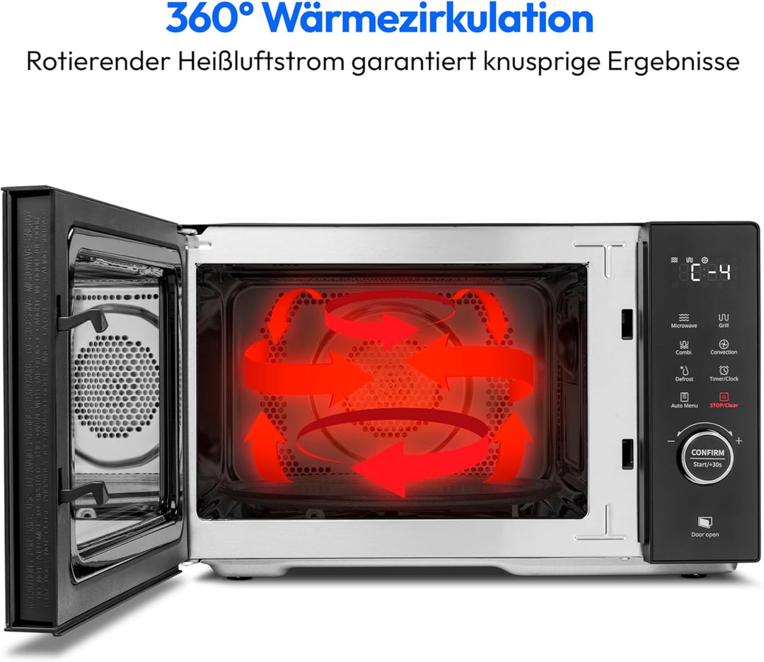 MEDION Mikrowelle mit Grill und Heissluft (23 Liter, 900 Watt, 1000 Watt Grill, 1680 Watt Heissluftf