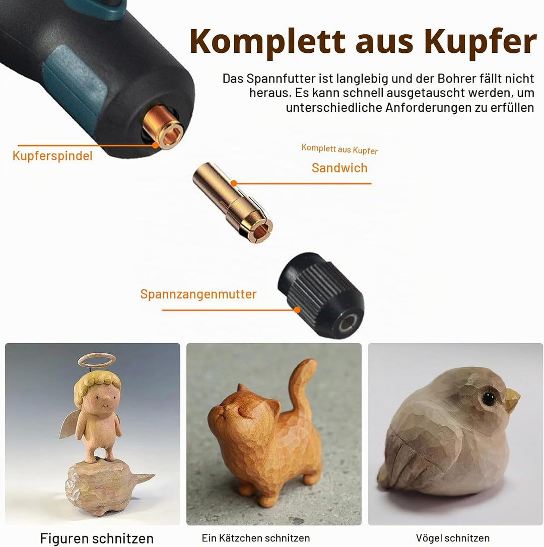 Multifunktionswerkzeug Akku Gravierstift, Mini Rotationswerkzeug mit 50 Zubehörteilen, 3 Drehzahlen