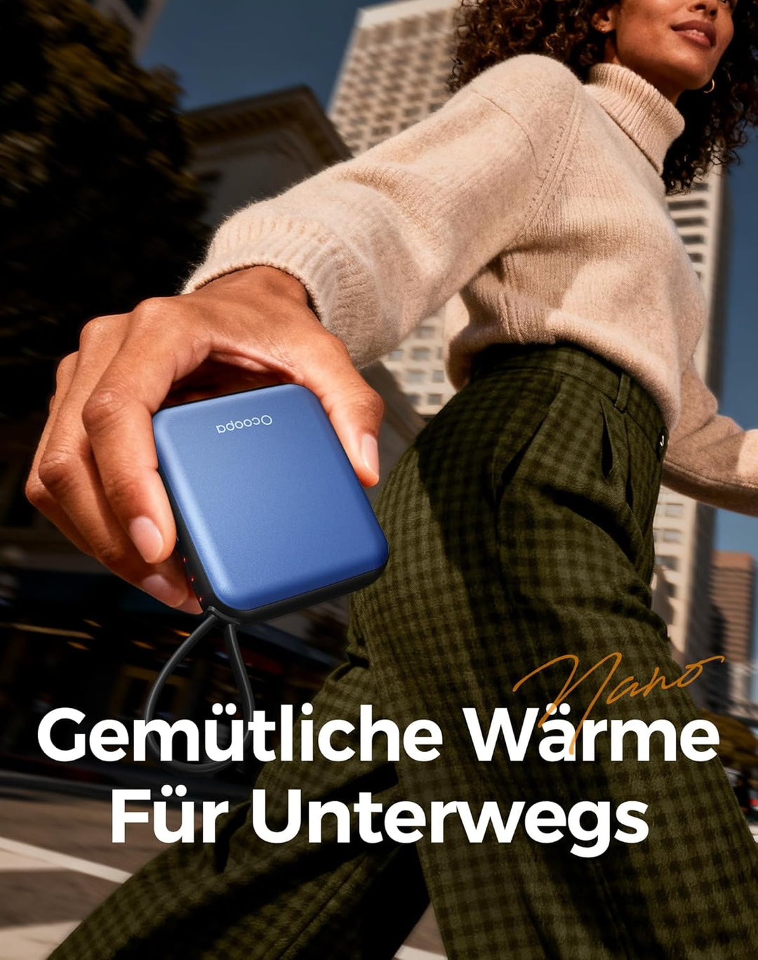 OCOOPA Handwärmer Elektrisch 2er Set, Wiederverwendbar 4000mAh USB Taschenwärmer, 3 Wärmestufen, Max
