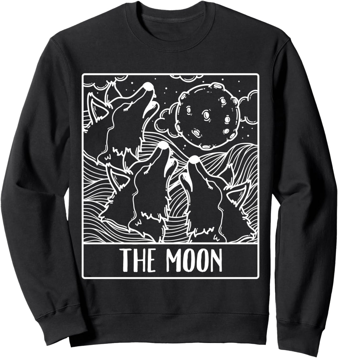 Wolf Wolves The Moon Tarot Card Men Women Sweatshirt
