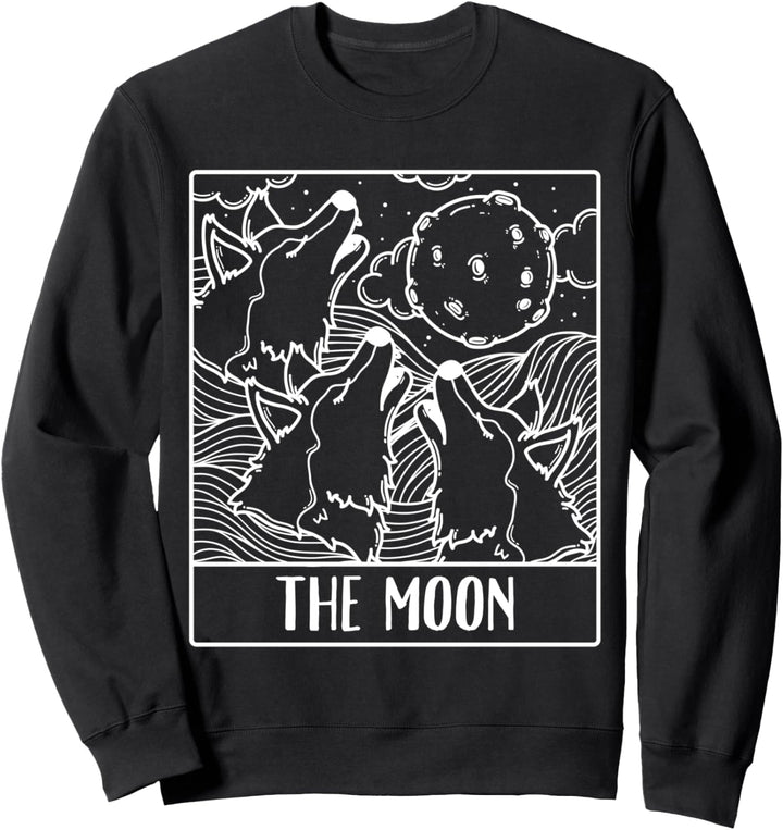 Wolf Wolves The Moon Tarot Card Men Women Sweatshirt