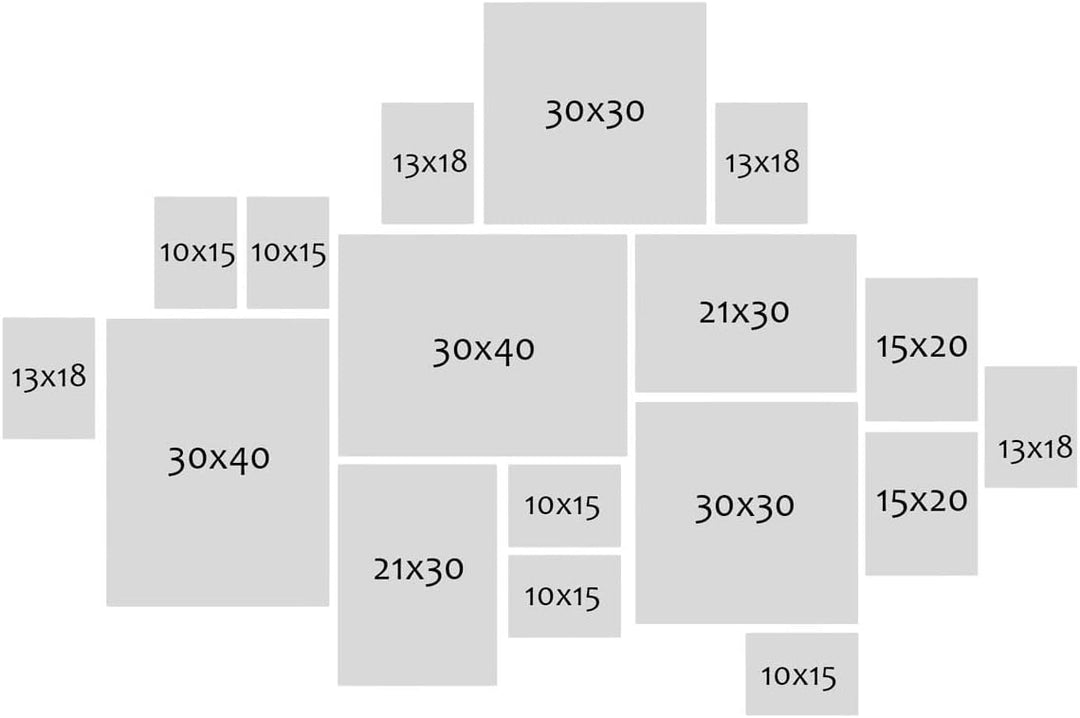 PHOTOLINI goldene Bilderrahmen Set verschiedene Grössen, 17 Bilderrahmen Holz MDF gold, Bilder Rahme