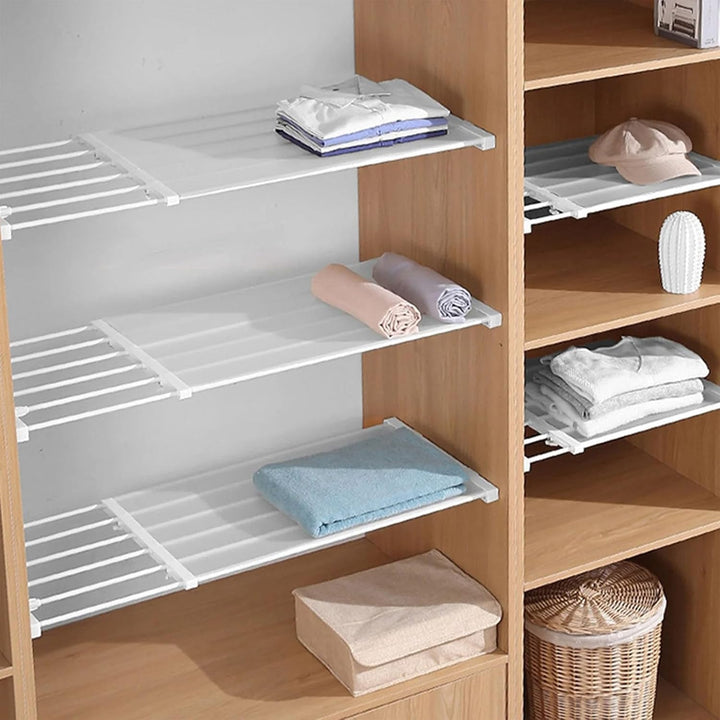 Generisch Verstellbares Teleskop-Regal mit Stange, 24 cm, Edelstahl, für Schrank, Kleiderschrank, Ba