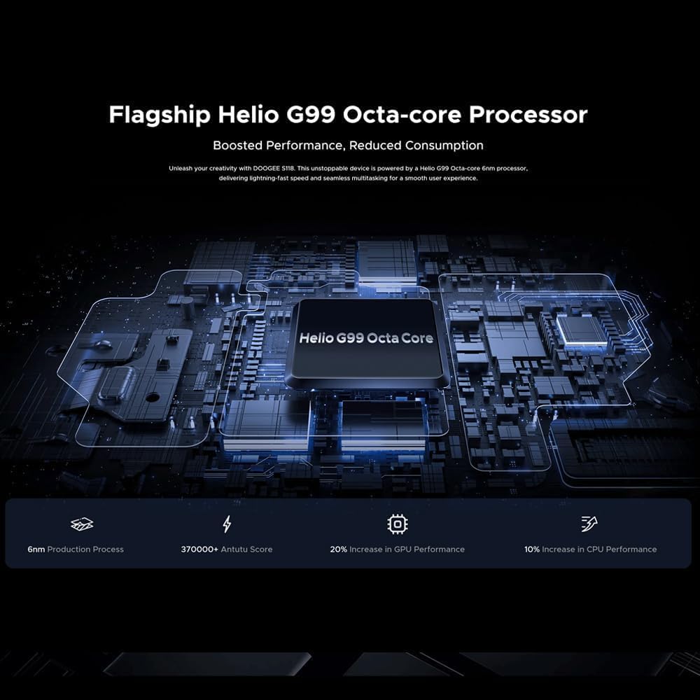 DOOGEE S118 Smartphone ohne Vertrag, Helio G99 Octa Core 20GB + 512GB, 10800mAh Akku / 33W, Robustes