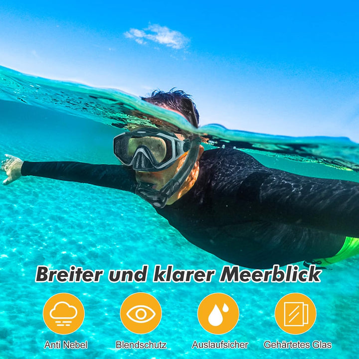 Kuyou Schnorchelset Erwachsene Mit Flossen Taucherflossen Schnorchel Schnorchelmaske Taucherbrille B