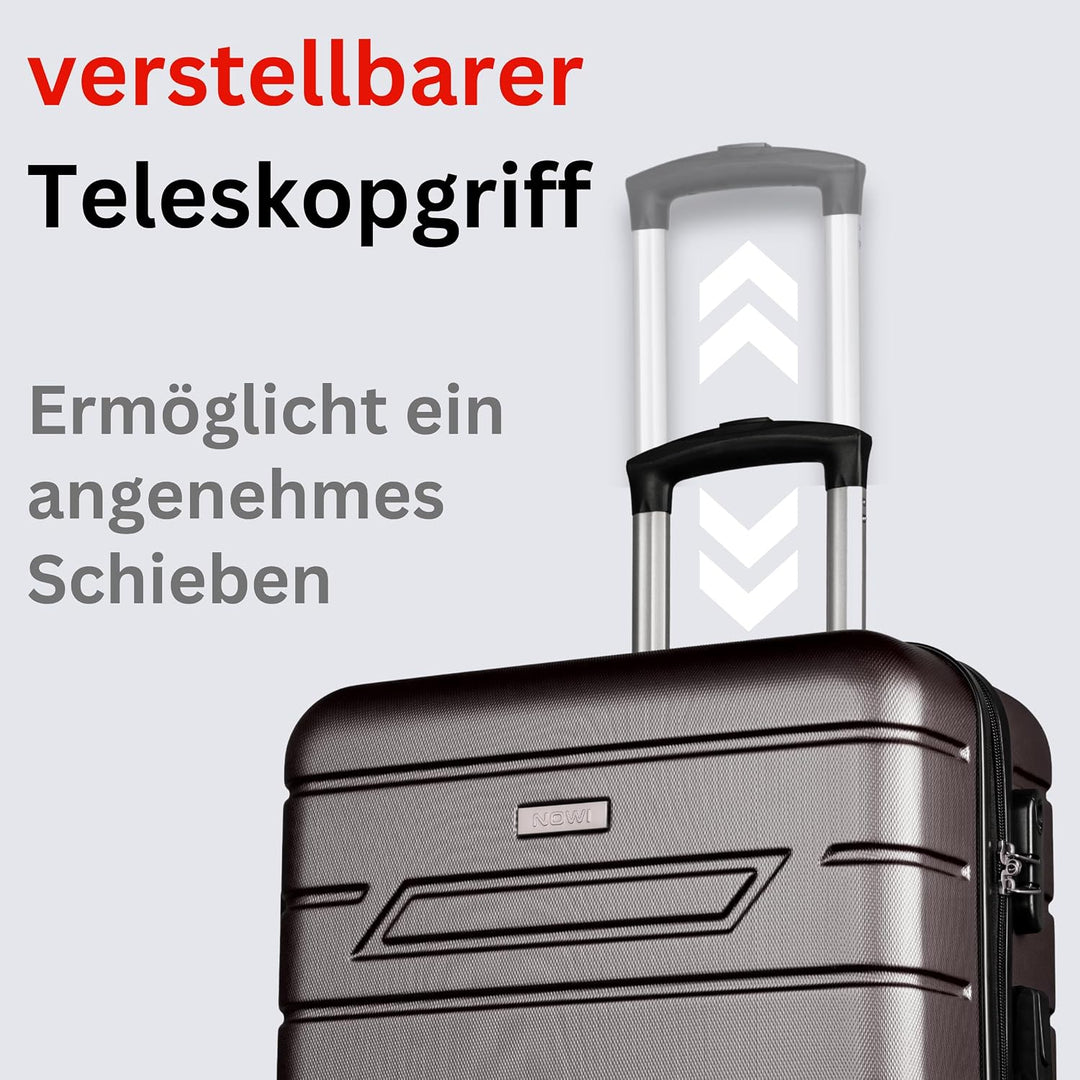 NOWI Bergamo Reisekoffer - Wasserabweisend, 8 Rollen 360° Drehbar, Teleskopgestänge, Voll gefütterte