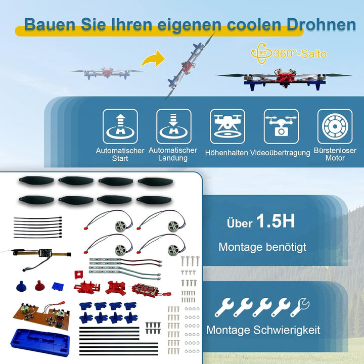 Quadrotor-Drohnen-DIY-Kit Ein einzigartiges STEM-Projekt mit Bürstenlosem Motor, optischem Flussschw