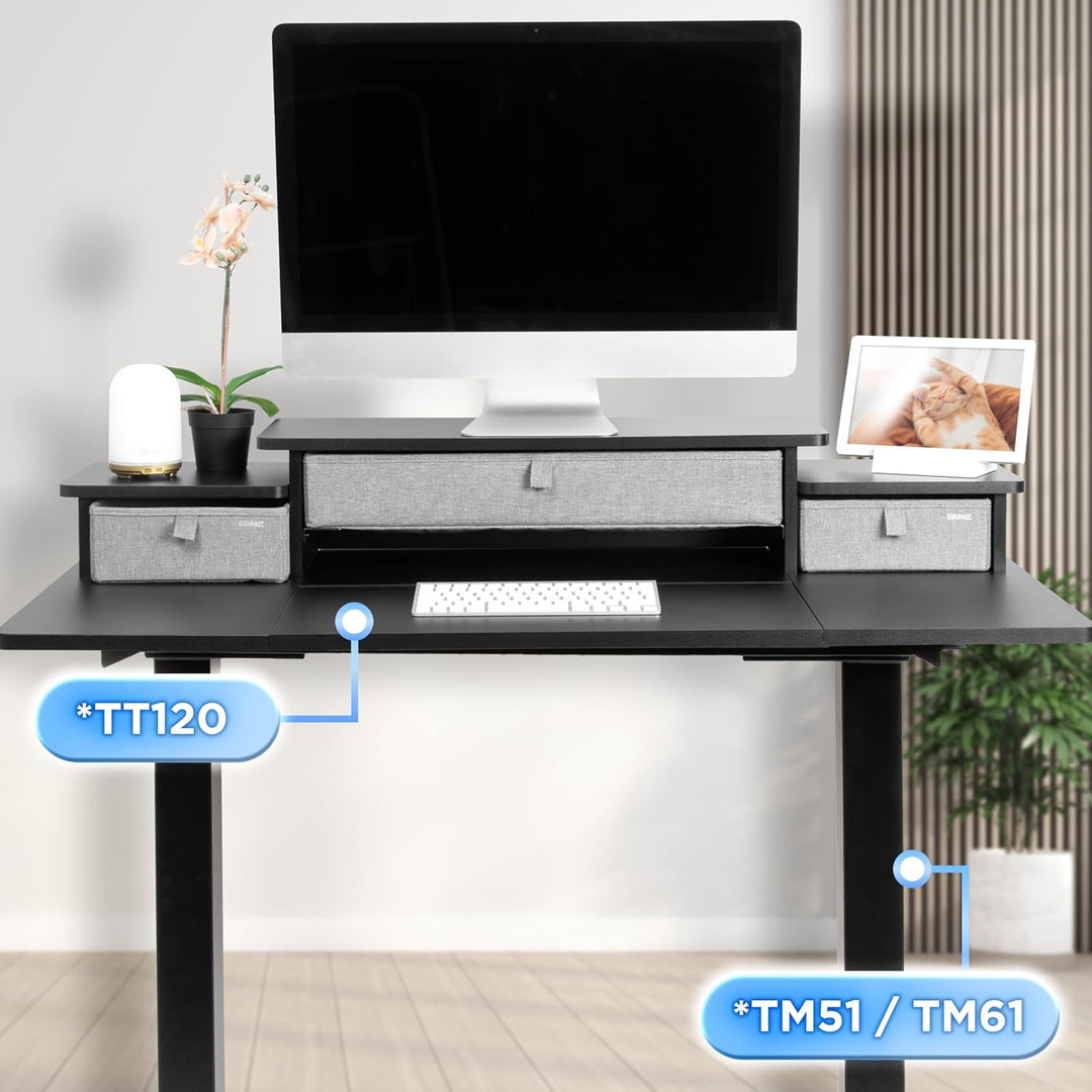 Duronic DD4 BK Schreibtischaufsatz, Schreibtisch Regal mit Tischklemmen 120 x 25 x 17,5 cm, Monitors