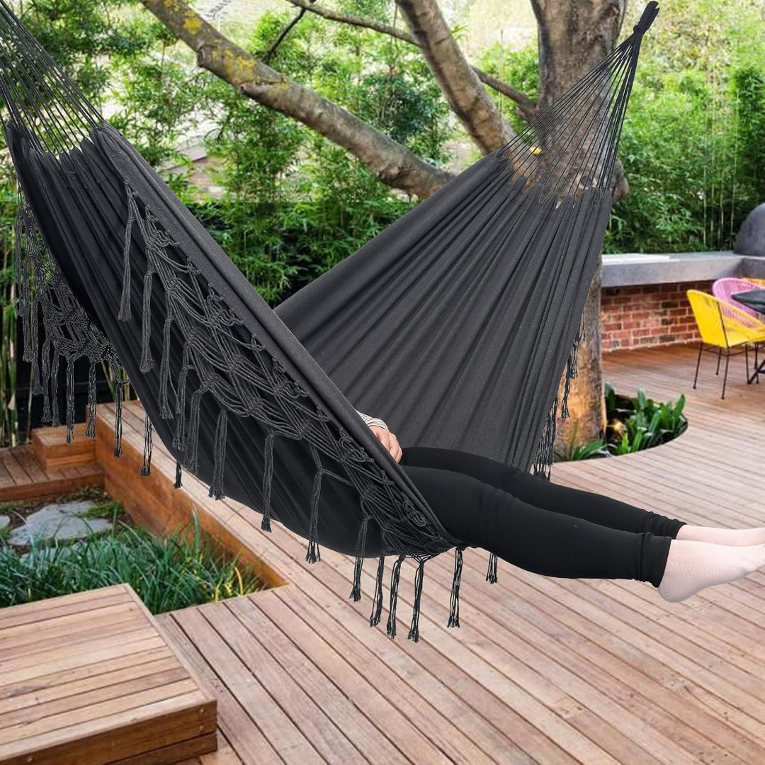 Hängematte Outdoor Boho Hängematte 2 Personen, Tragfähigkeit bis zu 204kg, tragbar mit Tragetasche f