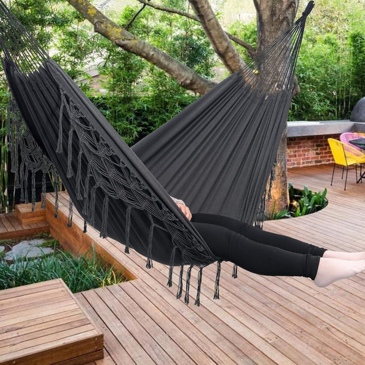 Hängematte Outdoor Boho Hängematte 2 Personen, Tragfähigkeit bis zu 204kg, tragbar mit Tragetasche f