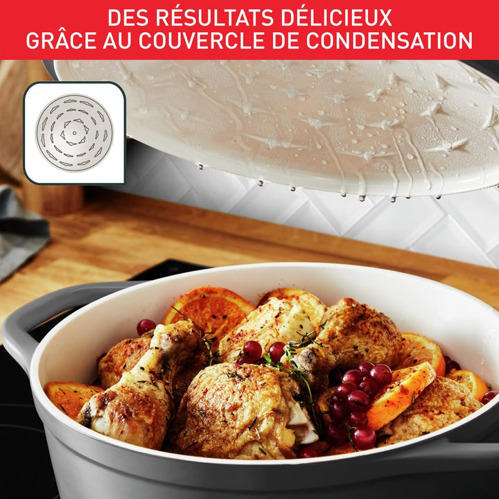 Tefal E2554604 Auflaufform, rund, antihaftbeschichtet, Aluminiumguss (leichter als Gusseisen) mit De