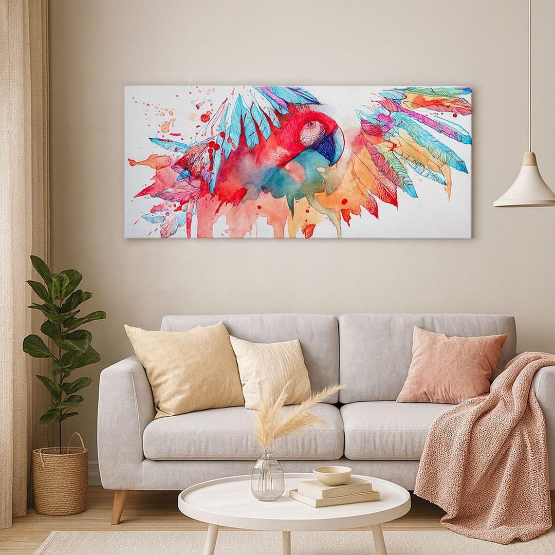 Wandbilder Dekoration Wohnzimmer Natur Malerei Papagei Kinder Panorama Bilder auf Leinwand 120x50cm