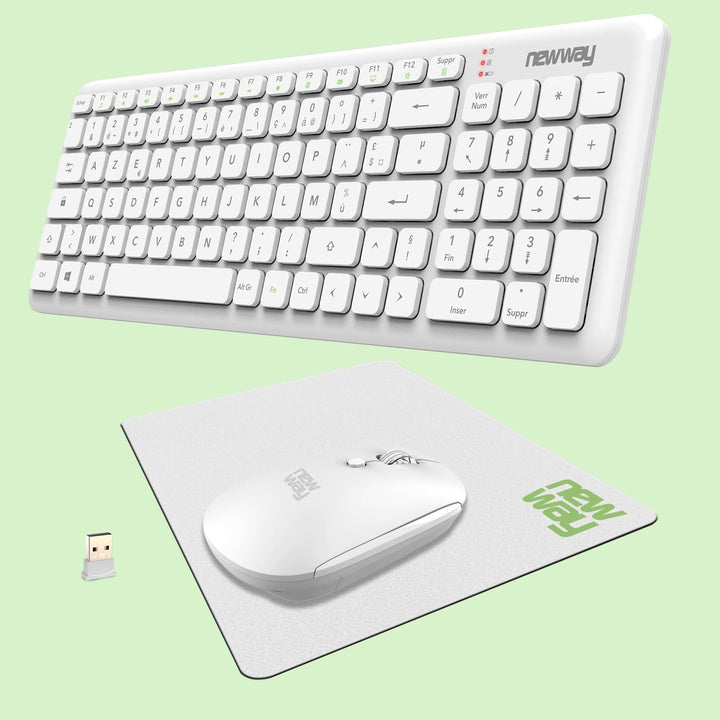 NEWWAY RF01 Kabellose Tastatur mit Pad – Französische kabellose Tastatur (AZERTY) 97 Tasten 13 Multi