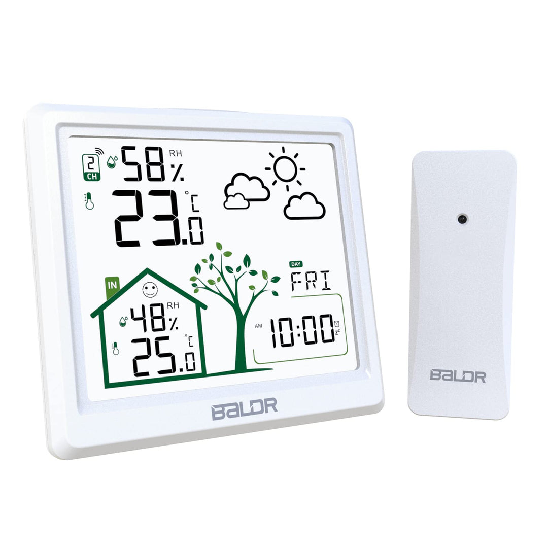 LEVIPE Wetterstation Funk mit Aussensensor, Digital Homradise Funkwetterstation mit Innen Aussen Tem