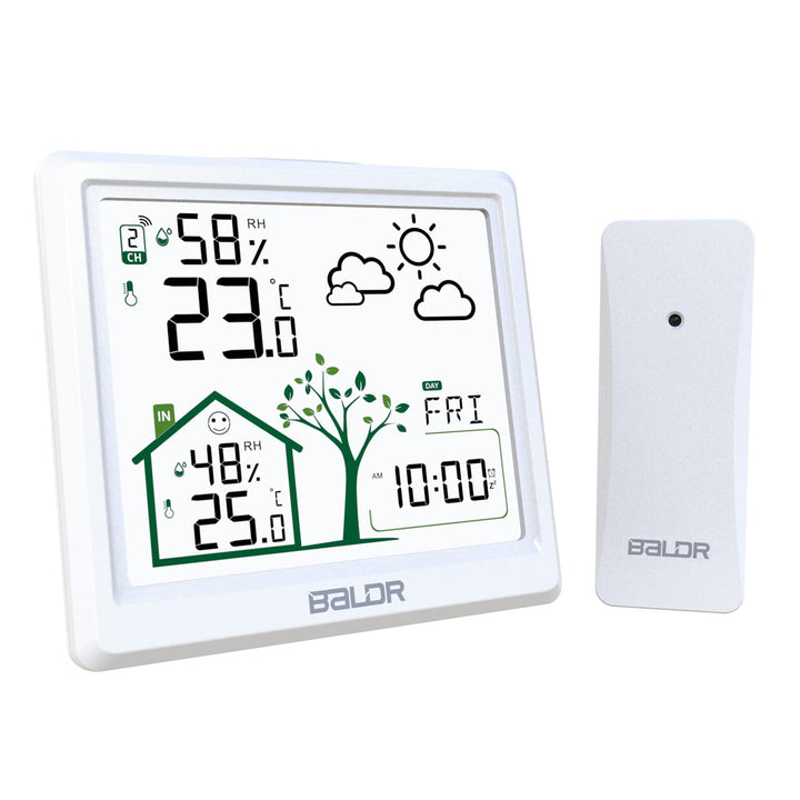 LEVIPE Wetterstation Funk mit Aussensensor, Digital Homradise Funkwetterstation mit Innen Aussen Tem