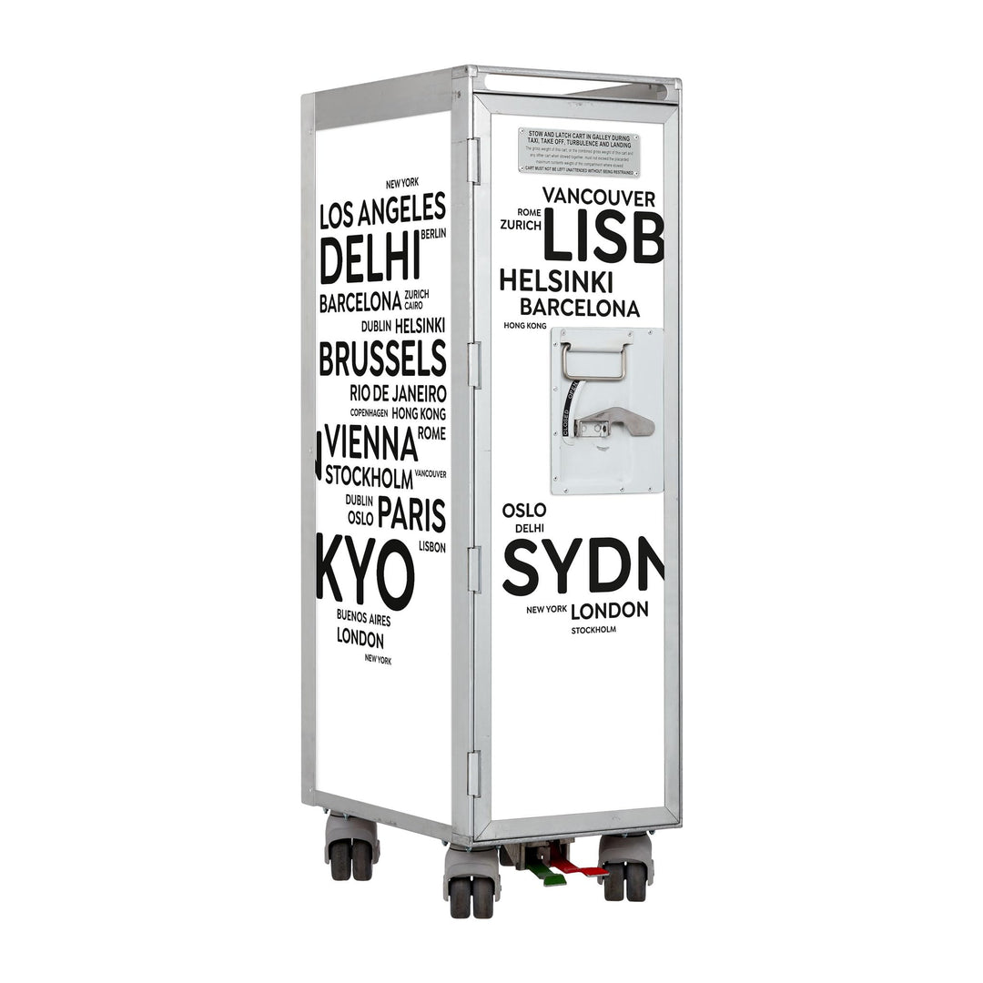Flugzeugtrolley City Weiss (Originalrollen), Gebrauchtes Original aus der Luftfahrt - ausgemustert u