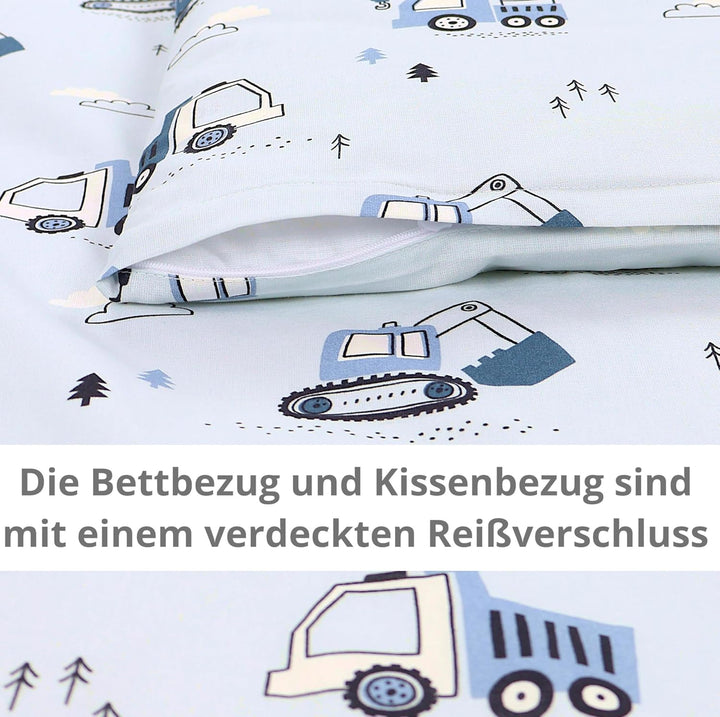 TupTam Unisex Baby Wiegenset 4-teilig Bettwäsche-Set: Bettdecke und Kopfkissen mit Bezug, Farbe: Bau