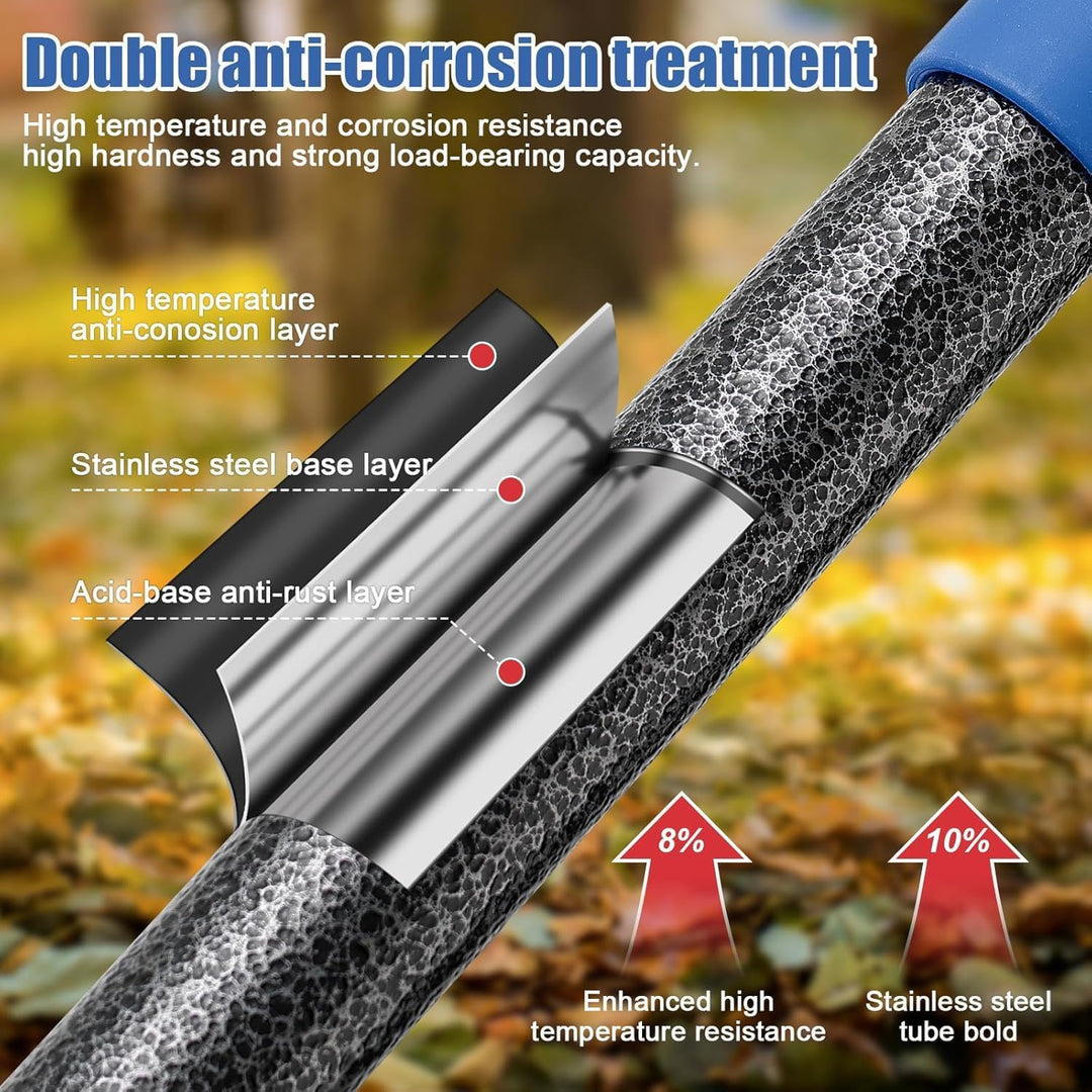 Rechen für Laub, 178cm Laubrechen Metall mit Verstellbar Griff mit Verstärkten 18Zinken, Gartenlaubr