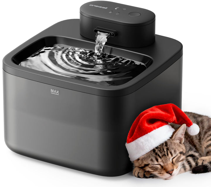 oneisall katzenbrunnen kabellos, 2.2 L trinkbrunnen für Katze kabellos mit bewegungsmelder, 20 dB ul