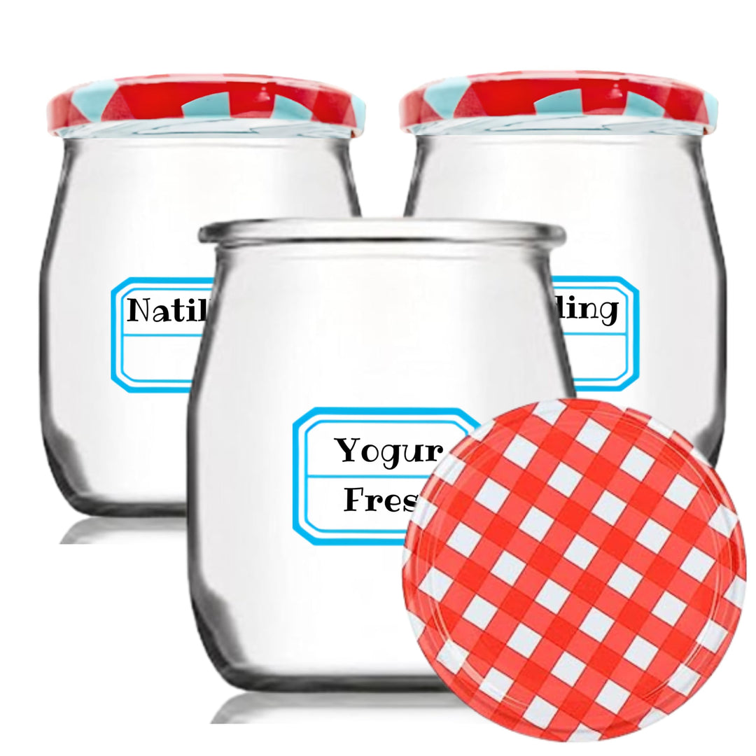 12 Joghurt- und Dessertgläser aus Glas mit Metalldeckel, 150 ml, Glasbehälter für Joghurt, Pudding,