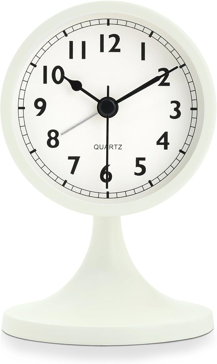 Lafocuse Metall Wecker Weiss Retro Klassisch, Wecker Lautlos Ohne Ticken mit Nachtlicht und Schlumme