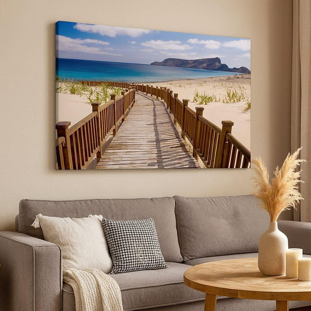 ARTTOR Bilder auf Leinwand 100x70cm Leinwandbild Ozean Strand Sand Ufer Gross Wanddeko Bild Schlafzi