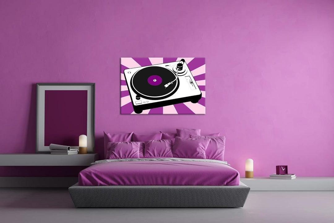 deyoli moderne Drehscheibe für Musik im Format: 80x60 als Leinwandbild, Motiv fertig gerahmt auf Ech