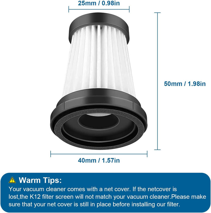 6 Stück HEPA-Filter für MOOSOO K12, K12 Pro, K13 kabelloser Staubsauger, für Genius Invictus One 1.0