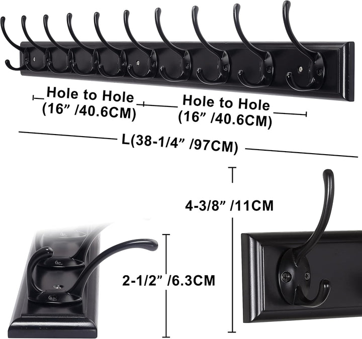 Dseap Garderobenleiste: 97cm lang robuste hakenleiste mit 10 haken, kleiderhaken wand, wandgarderobe