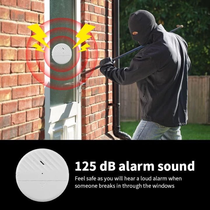 ThreeH Vibrationssensor Alarm 125dB Laut Schlank mit Batterien Einstellbare Empfindlichkeit LED-Anze