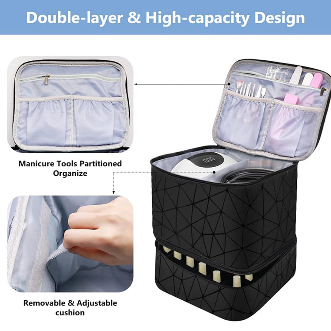 Makeup Bag, Double Layer Travel Bag, Nail Polish Organiser, Double Layer Design Nail Polish Holder C