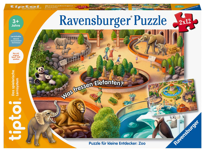 Ravensburger tiptoi Puzzle 00138 Puzzle für kleine Entdecker: Zoo, Kinderpuzzle ab 3 Jahren, für 1 S