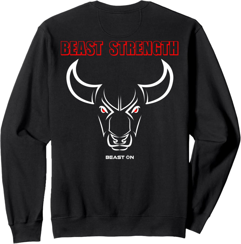 Beast Strength Bull Head Rot Print auf der Rückseite Gym Fitness Sweatshirt