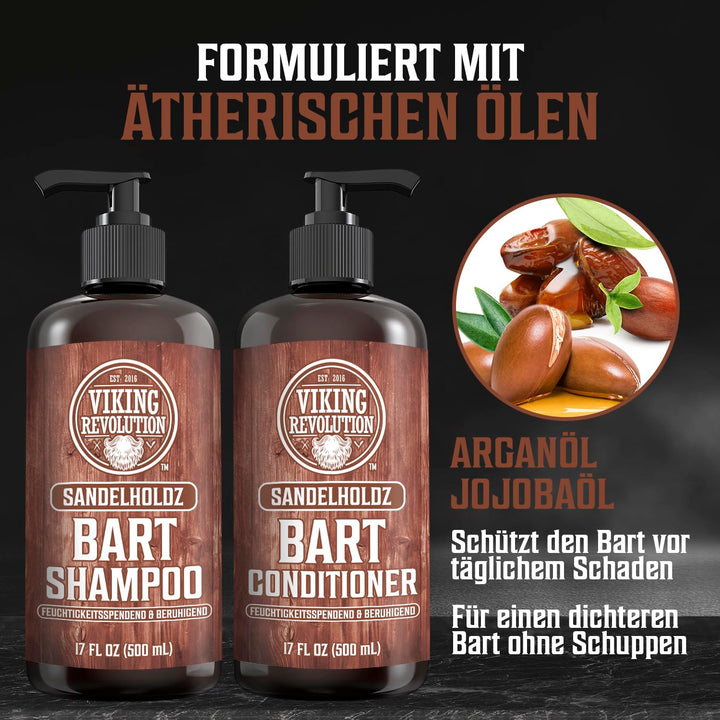 Viking Revolution Bart Shampoo & Conditioner Set - Erweicht, Glättet & Stärkt den Bartwuchs - Natürl