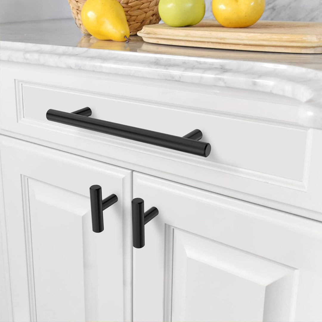 Amerdeco 12 Stück Möbelgriffe Edelstahl Schwarz Schrankgriffe Küchengriffe 128mm Lochabstand Schubla