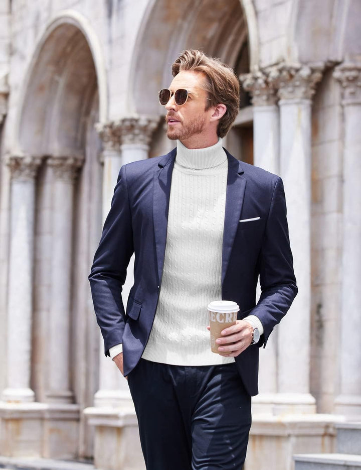 COOFANDY Herren Rollkragenpullover Feinstrick Pullover Langarm Winter Pullover Slim fit Warm Rollkra
