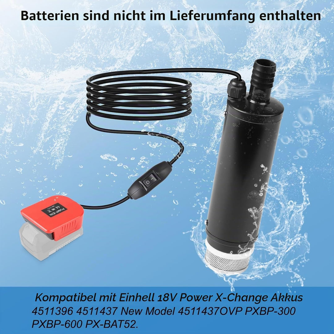 CPROSP Sumpfpumpe Kompatibel mit Einhell 18V Batterie (Keine Batterie), Wasserpumpe 30L/min, Transfe