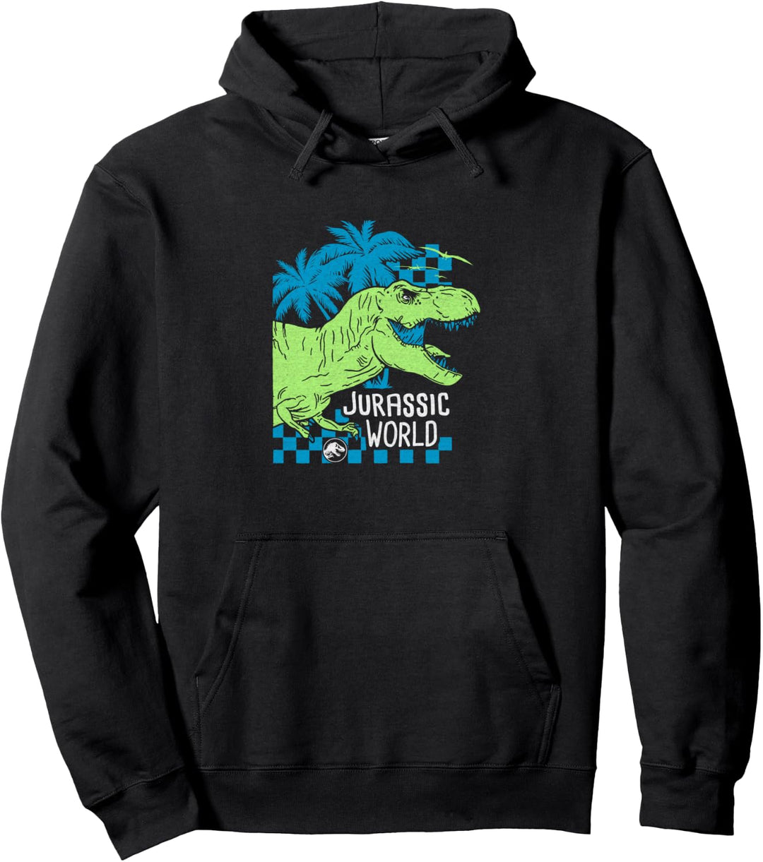 Jurassic World T-Rex Roaring Neon Side Profile Pullover Hoodie