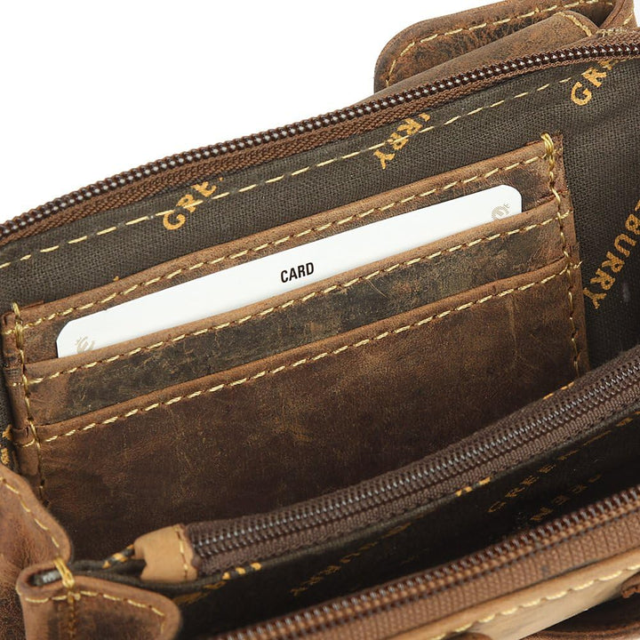 Greenburry Vintage Gürteltasche Leder 14,5 cm Brown, Brown