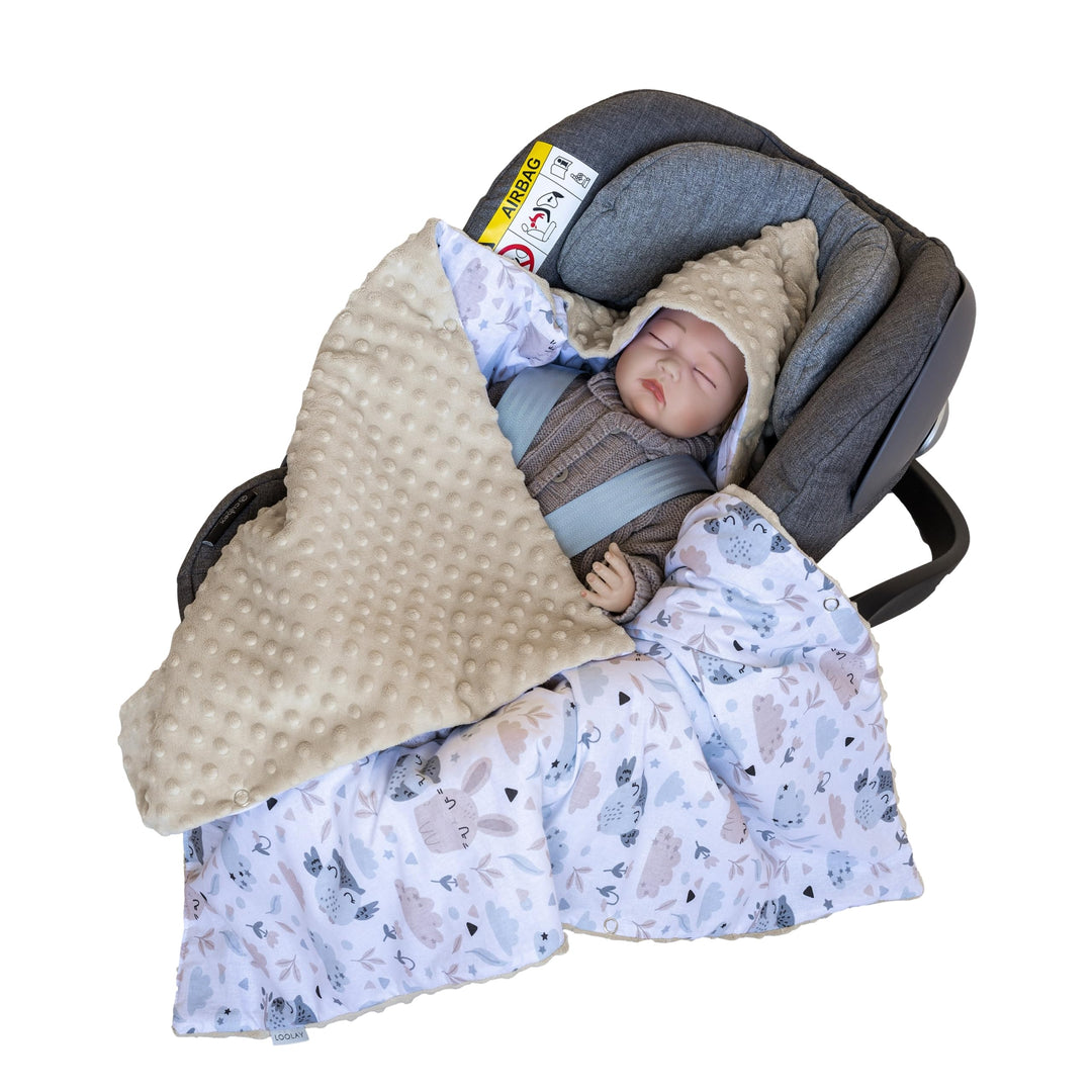 LOOLAY Einschlagdecke Babyschale - Babydecke Autositz 90x90 cm - Fusssack für Autositz Ganzjahresdec