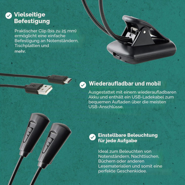 König & Meyer 12259 Notenpultleuchte »Double2 LED FlexLight rechargeable« - Notenpultleuchte