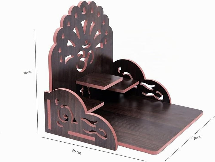 CrazyInk Handgefertigter, schöner Holz-Tempel für Zuhause und Büro, Motiv: Pooja Mandir (Multi.9, 25