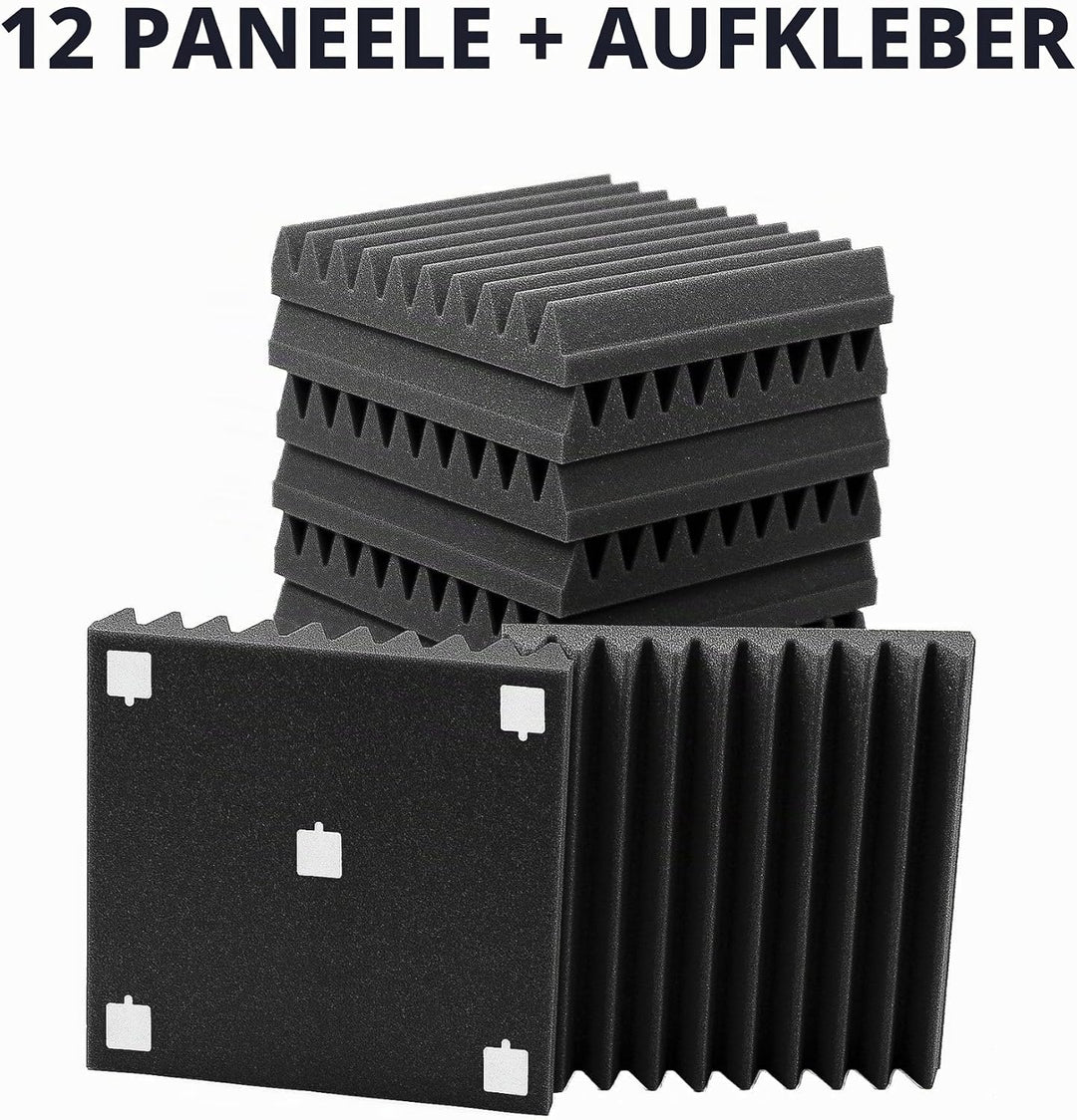 Akustikpaneele, 12 Stück Akustikschaumstoff, 30x30x5cm, Hochdichte Schallabsorber Wand, Schallabsorb