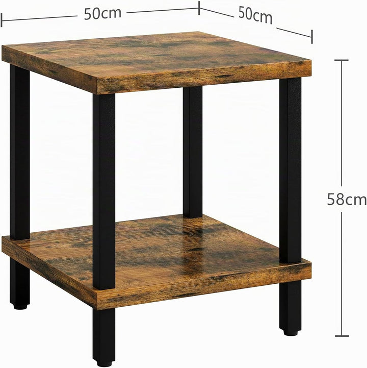 Beistelltisch Holz 2 Tier Couchtisch Nachttisch Schmal Beistelltische Klein mit Stauraum für Wohnzim